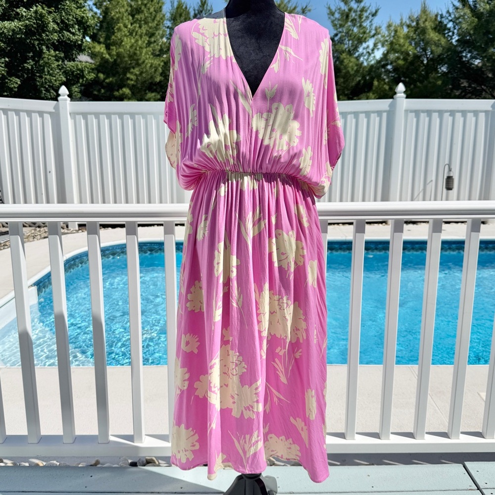 Samsoe Samsoe Andina Long Dress in Pink Kiribati Floral Size Large